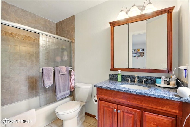 4200 Endeavor Cir, Anchorage, AK 99515 - bathroom with vanity, toilet, shower / bath combination with glass door, and tile patterned floors