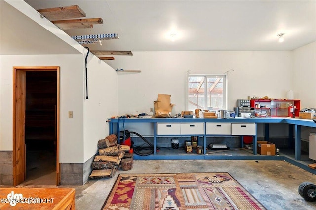 interior space with a workshop area