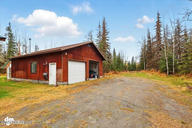 view of detached garage