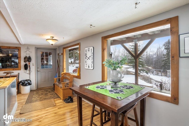 3669 Pullen Cir, Eagle River, AK 99577 - dining room with light wood-style flooring, a textured ceiling, and plenty of natural light
