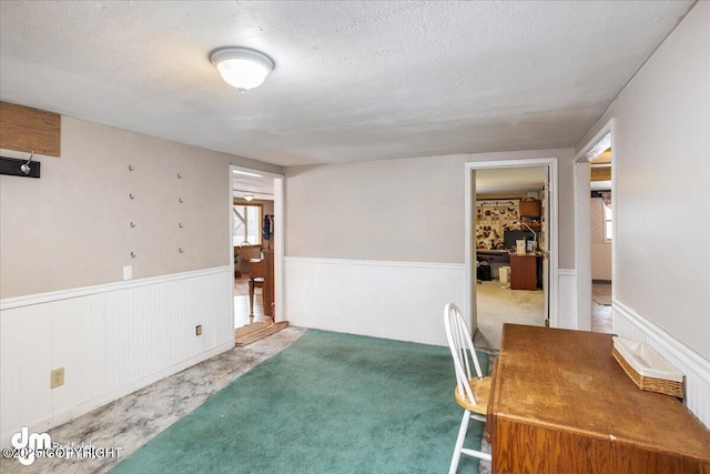 3669 Pullen Cir, Eagle River, AK 99577 - unfurnished office with a wainscoted wall, a textured ceiling, and carpet