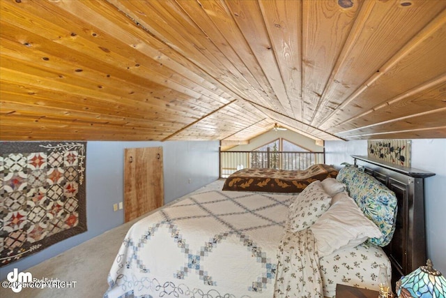 3669 Pullen Cir, Eagle River, AK 99577 - bedroom with lofted ceiling, carpet floors, and wooden ceiling