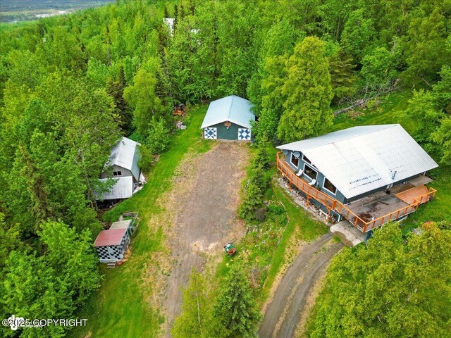 3669 Pullen Cir, Eagle River, AK 99577 - aerial view of property and surrounding area with a heavily wooded area