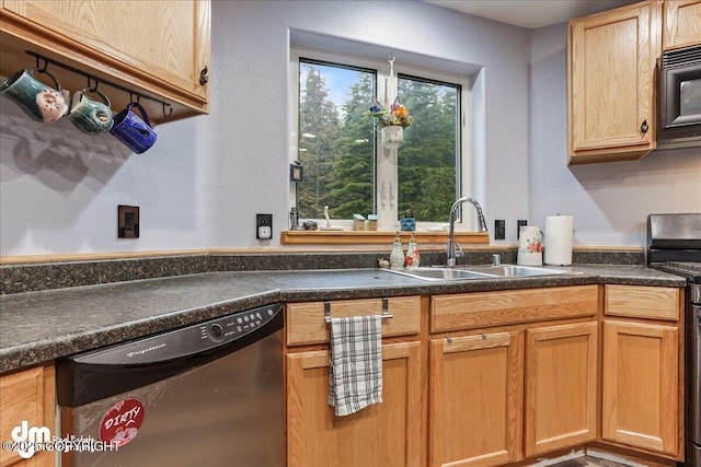 10912 Wolf Trail Cir, Seward, AK 99664 - kitchen with dishwasher, black microwave, range with electric cooktop, and dark countertops