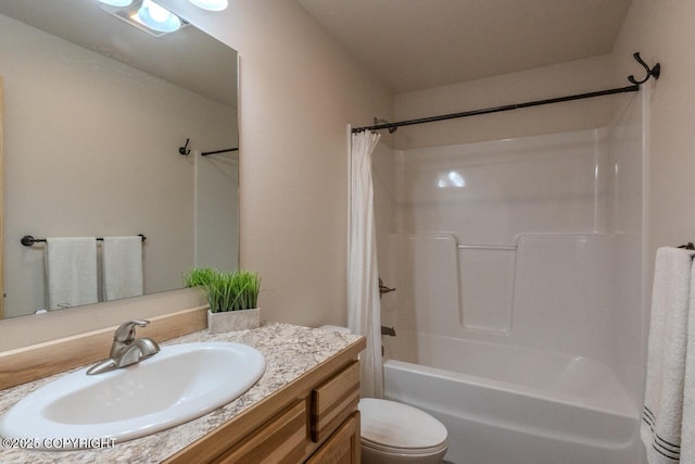 575 Pace St, Soldotna, AK 99669 - full bath with toilet, vanity, and shower / bath combination with curtain