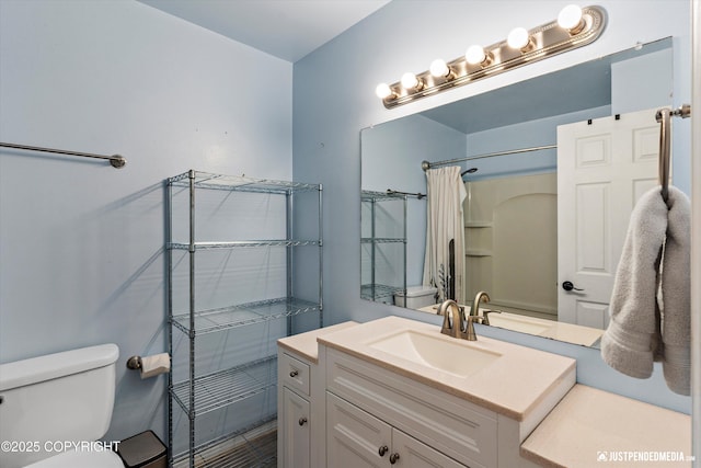 3810 Midvale Cir, Anchorage, AK 99507 - full bathroom with toilet, vanity, and curtained shower