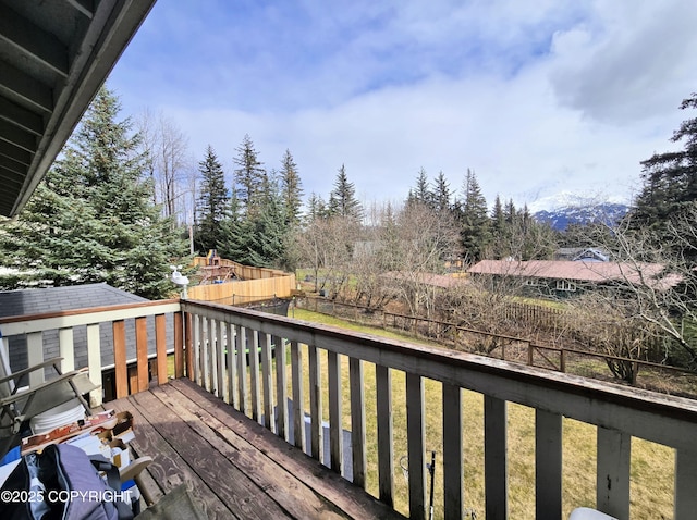 1902 Swetmann Ave, Seward, AK 99664 - deck featuring a fenced backyard and a lawn