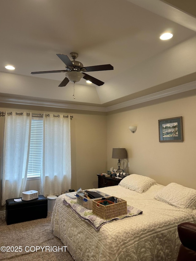 5789 S Hanson Loop, Wasilla, AK 99654 - bedroom featuring recessed lighting, carpet flooring, and ceiling fan