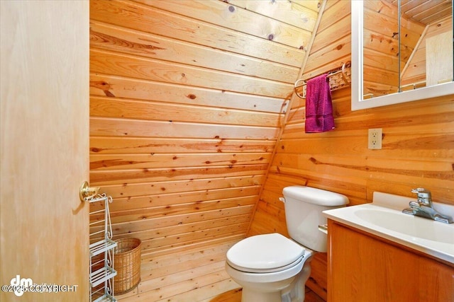 8266 S Big Lake Rd, Big Lake, AK 99652 - bathroom with toilet, wood walls, and vanity
