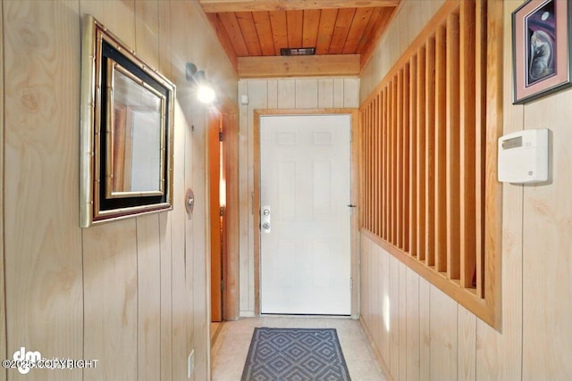 8266 S Big Lake Rd, Big Lake, AK 99652 - doorway to outside with wood walls and wood ceiling