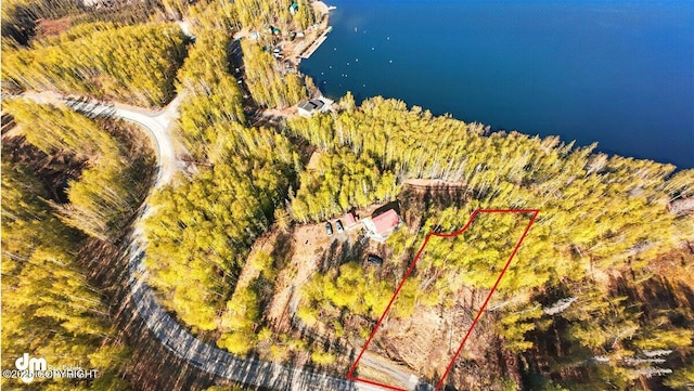 8266 S Big Lake Rd, Big Lake, AK 99652 - aerial view of property's location with a large body of water and property parcel outlined