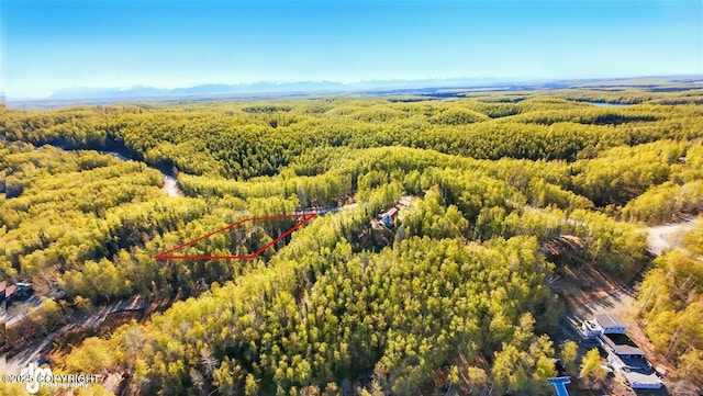 8266 S Big Lake Rd, Big Lake, AK 99652 - aerial overview of property's location featuring a forest and property parcel outlined