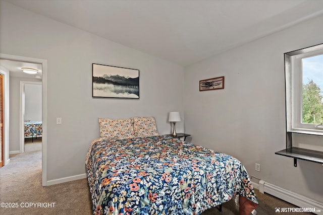 6700 Omalley Rd, Anchorage, AK 99507 - bedroom featuring baseboard heating, carpet, and baseboards