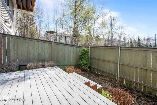 3412 Red Rock Ct, Anchorage, AK 99502 - wooden terrace with a fenced backyard