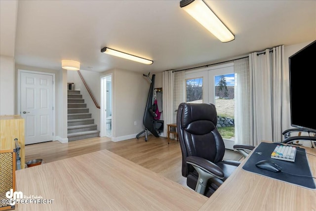 8000 Cox Dr, Anchorage, AK 99516 - home office featuring french doors, light wood-style flooring, and baseboards