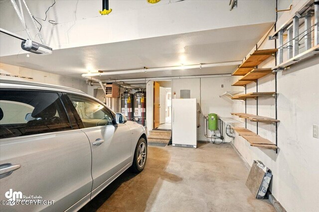 12100 Woodway Cir, Anchorage, AK 99516 - garage featuring a garage door opener and water heater