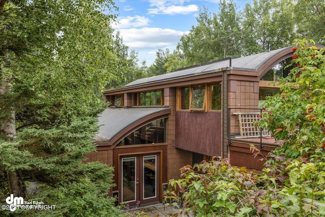 back of property with french doors