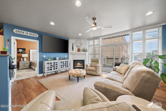 222 E 7th Ave # 106, Anchorage, AK 99501 - living area with a ceiling fan, recessed lighting, and wood finished floors