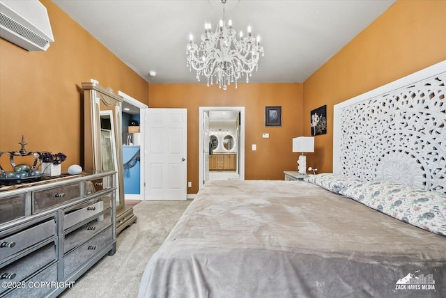 222 E 7th Ave # 106, Anchorage, AK 99501 - carpeted bedroom with a wall unit AC and a chandelier