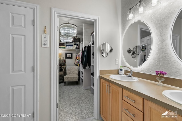 222 E 7th Ave # 106, Anchorage, AK 99501 - full bathroom featuring double vanity and a chandelier
