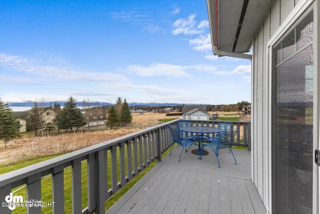 deck featuring a mountain view