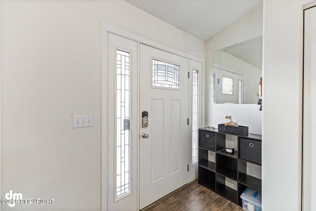 entryway with dark wood-style floors and a wealth of natural light