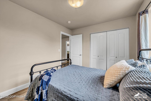 13050 Curry Ridge Cir, Eagle River, AK 99577 - bedroom with baseboards, wood finished floors, and a closet