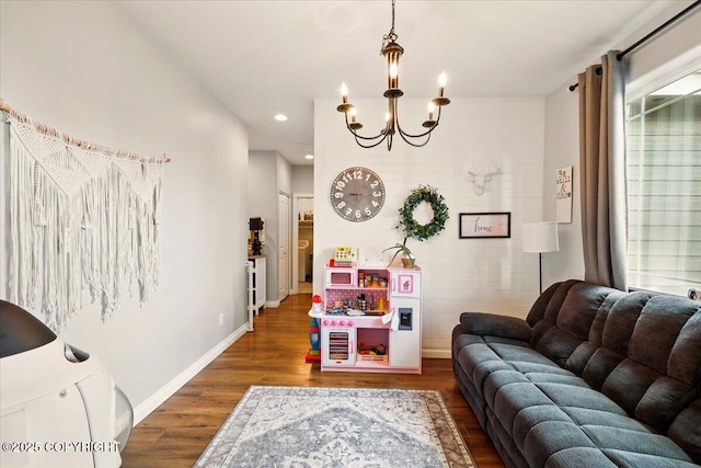 2153 S Withers Rd, Wasilla, AK 99654 - living area with a chandelier, wood finished floors, and recessed lighting
