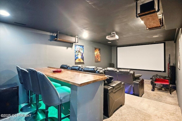 view of carpeted home theater