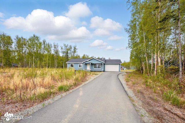 single story home featuring driveway and a garage