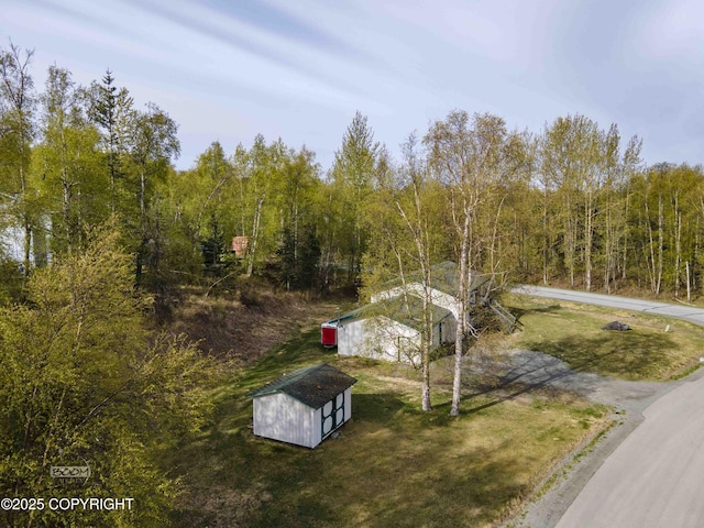 aerial view of a heavily wooded area