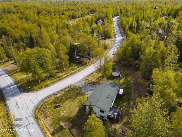 aerial view of a heavily wooded area