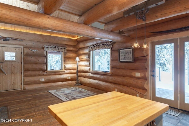 5920 Old Valdez Trl, Salcha, AK 99714 - entrance foyer featuring a wooden ceiling with exposed beams