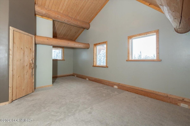 5920 Old Valdez Trl, Salcha, AK 99714 - additional living space featuring carpet floors, beam ceiling, and high vaulted ceiling