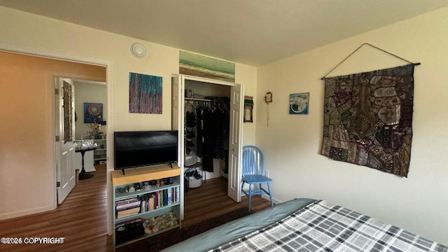 17225 Kimeluk St, Ninilchik, AK 99639 - bedroom with a closet, baseboards, and wood finished floors
