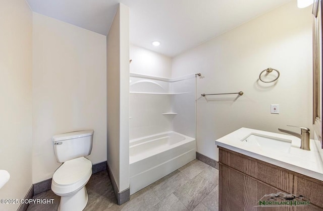 1205 N Williwaw Way, Wasilla, AK 99654 - full bath with vanity, toilet, baseboards, and bathtub / shower combination