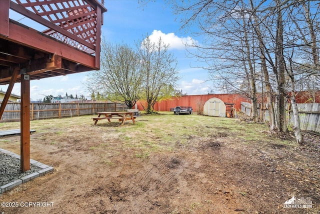 view of yard with a fenced backyard