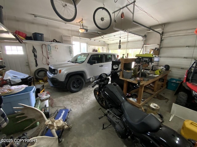 garage with a garage door opener