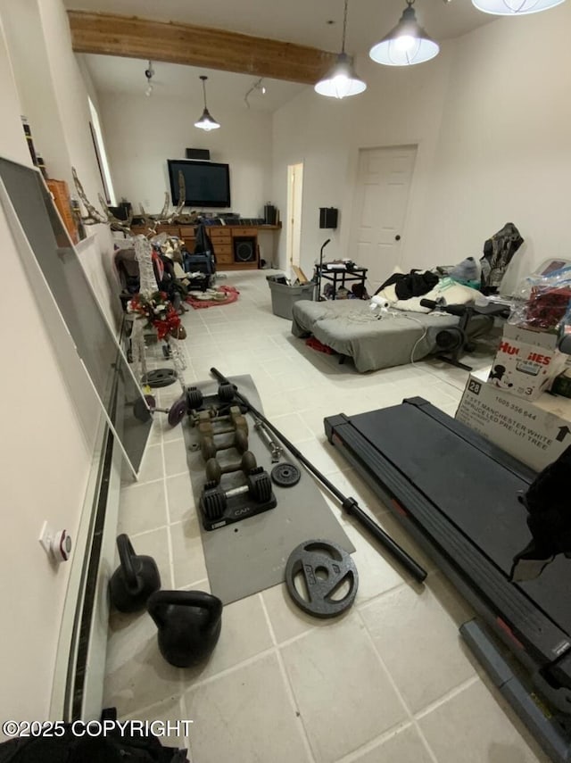 exercise area with tile patterned flooring
