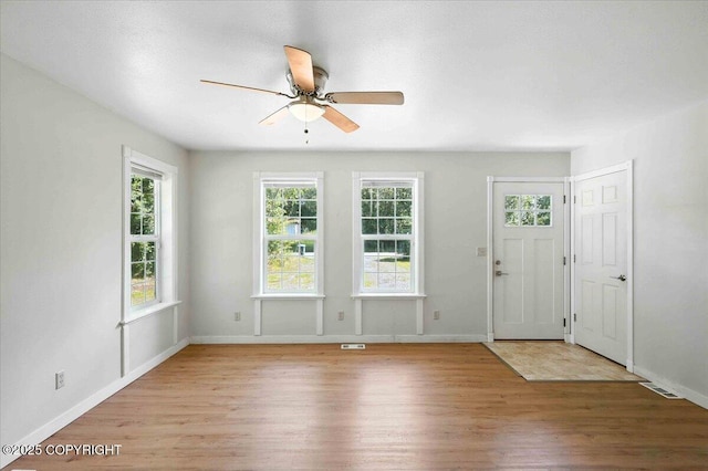 6132 S Northern Lights St, Wasilla, AK 99623 - foyer entrance featuring light wood-type flooring, healthy amount of natural light, and a ceiling fan