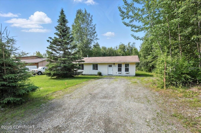 6132 S Northern Lights St, Wasilla, AK 99623 - ranch-style house with dirt driveway and a front yard