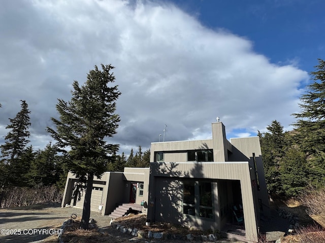 exterior space with a chimney