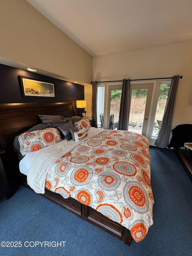 carpeted bedroom with access to outside