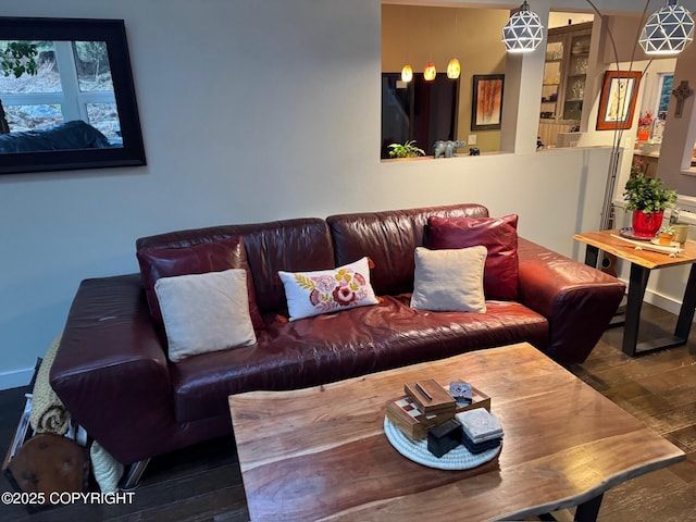 living room with wood finished floors