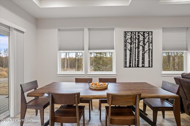 dining area featuring light wood finished floors
