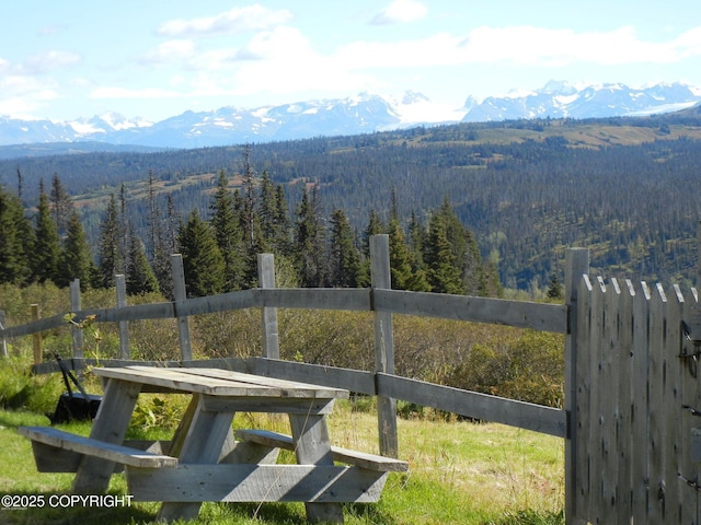 view of mountain feature featuring a wooded view