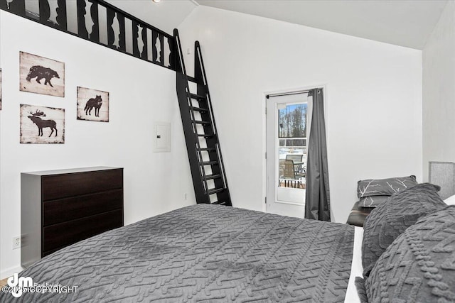 bedroom with vaulted ceiling