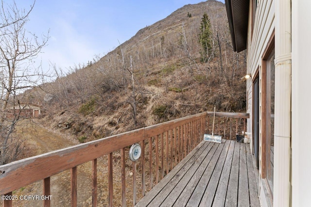 23675 Glacier View Dr, Eagle River, AK 99577 - wooden deck with a mountain view