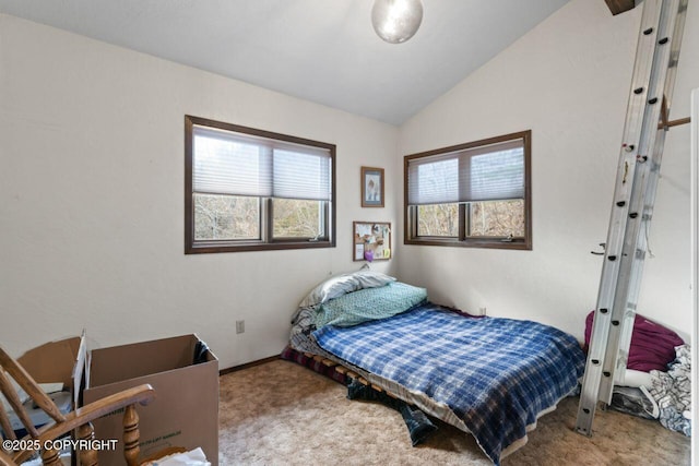 23675 Glacier View Dr, Eagle River, AK 99577 - bedroom featuring lofted ceiling and carpet