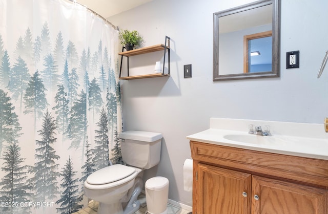 430 Washington St, Ketchikan, AK 99901 - full bathroom featuring vanity, toilet, and a shower with curtain